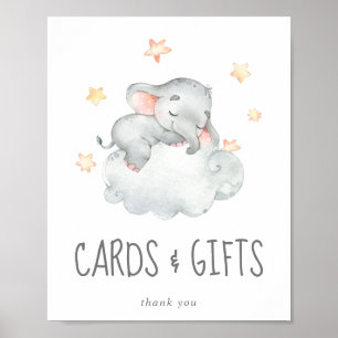 Poster Panneau Petite fille éléphante Cartes et cadeaux