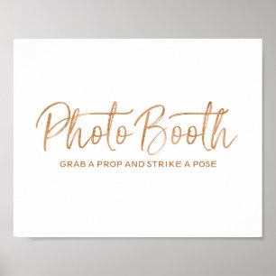 Poster Panneau Photo Booth 8x10 Rose élégant Mariage or