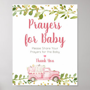 Poster Panneau Pink Citrouille Truck Prières pour bébé