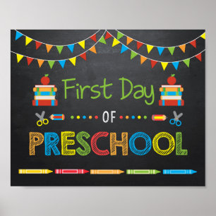 Poster Panneau premier jour de maternelle, Panneau tablea