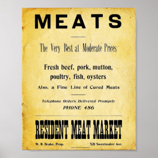 Poster Panneau Publicité Boucher vintage