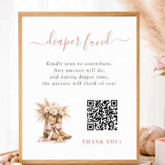 Poster Panneau QR de fonds de couches pour Baby Shower Li
