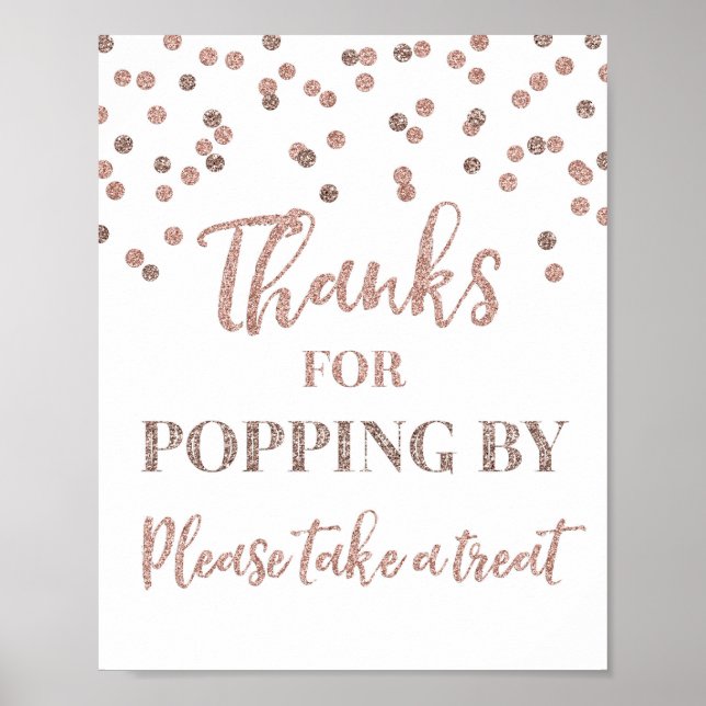 Poster Panneau Remerciements Confettis Rose Gold (Devant)