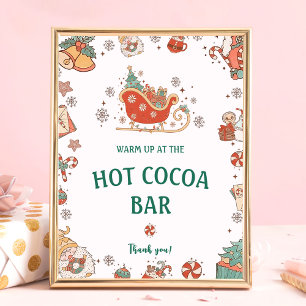 Poster Panneau rétro Noël Hot Cococa Bar