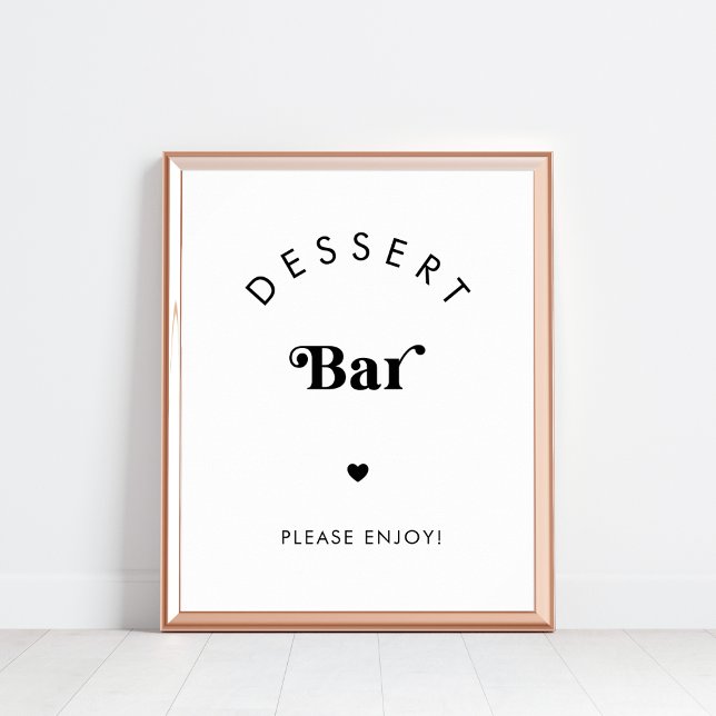 Poster Panneau rétro Script Dessert Bar Noir Blanc Mariag (Créateur téléchargé)