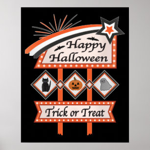 Poster Panneau rétro vintage Halloween – Des bonbons ou u