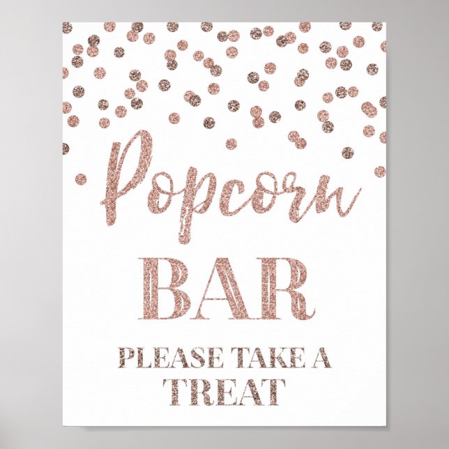 Poster Panneau rose Gold Confetti Popcorn Bar (Devant)