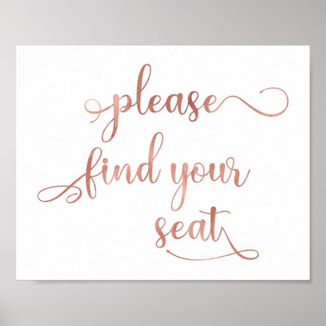 Poster Panneau Rose Mariage or - "S'il vous plaît trouvez (Devant)