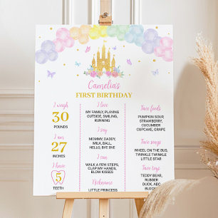 Poster Panneau rose or princesse Château Anniversaire Jal
