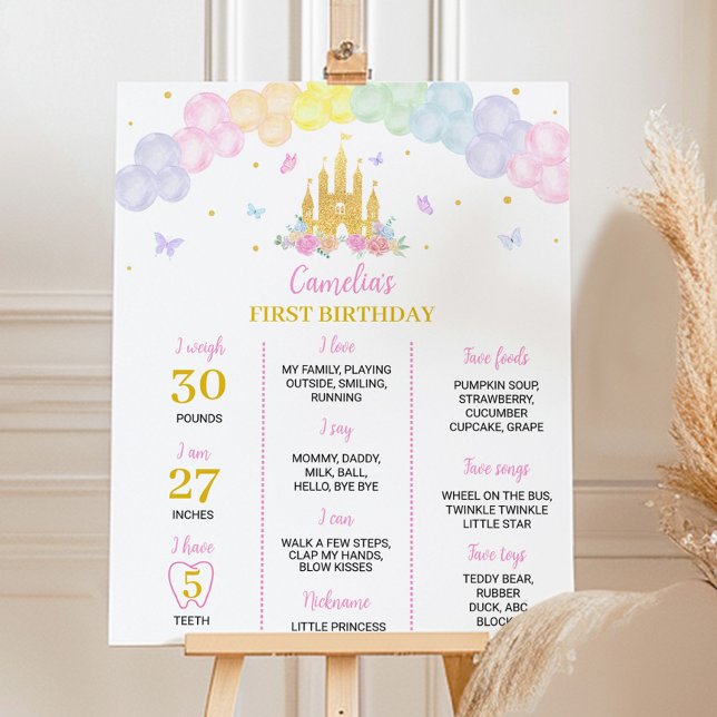 Poster Panneau rose or princesse Château Anniversaire Jal (Créateur téléchargé)