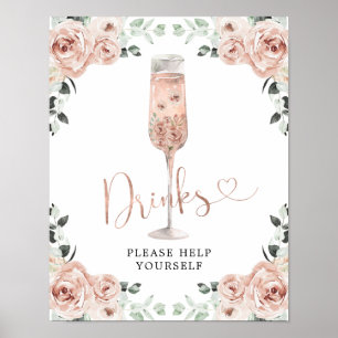 Poster Panneau Rose rose Dusty Pétales et Prosecco Boisso