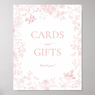 Poster Panneau rose Toile De Jouy Cartes et cadeaux flora