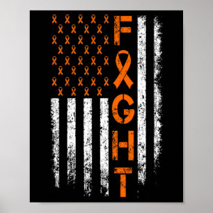 Poster Panneau ruban orange - Sensibilisation à la leucém