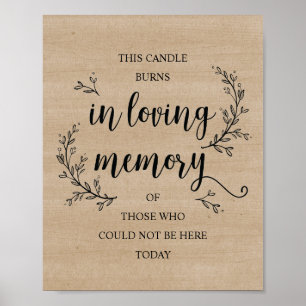 Poster Panneau Rustic Vines Mariage Memorial (CANDLE)