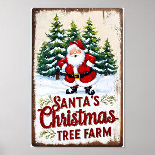 Poster Panneau rustique de la ferme des sapins de Noël de