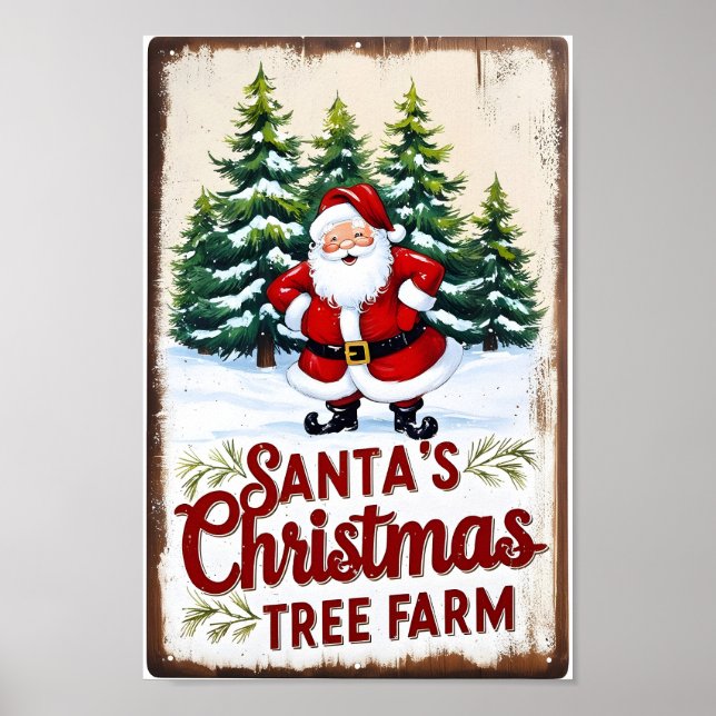 Poster Panneau rustique de la ferme des sapins de Noël de (Devant)
