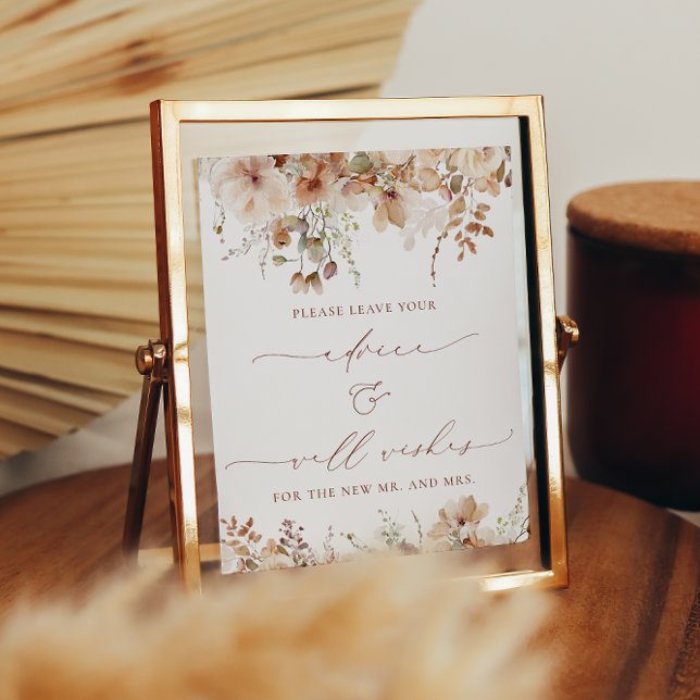 Poster Panneau Rustique Neutral Boho Floral Conseils et V (Créateur téléchargé)