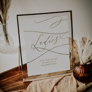 Poster Panneau Salle de bain Romantique Gold Calligraphy