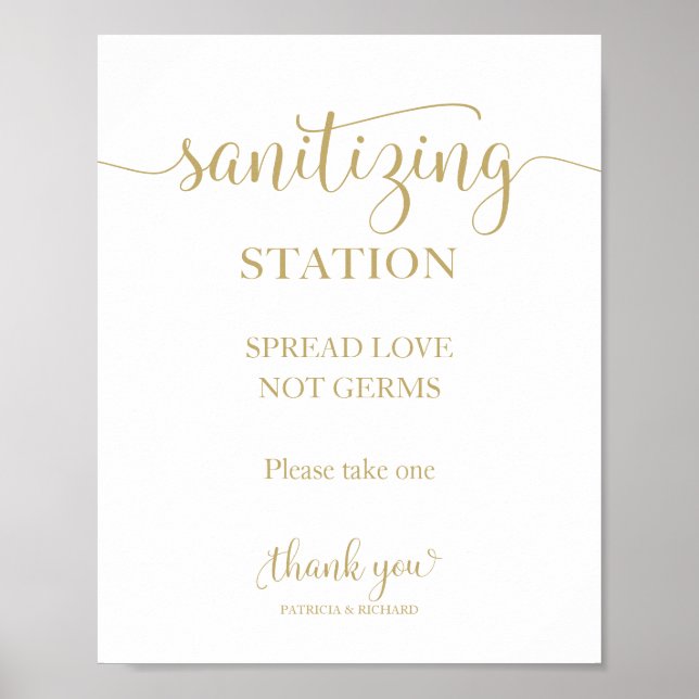 Poster Panneau Sanitiation Station Étaler Amour Pas Germe (Devant)