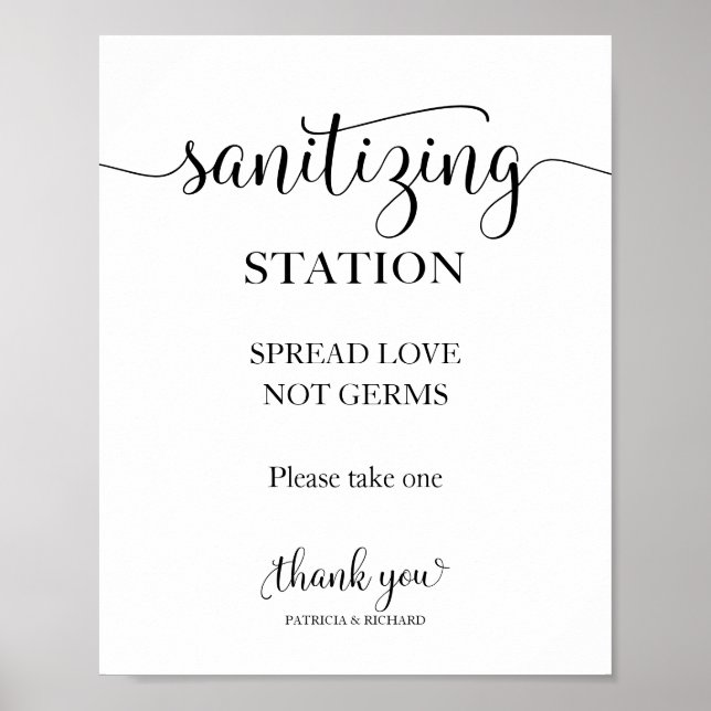 Poster Panneau Sanitiation Station Étaler Amour Pas Germe (Devant)