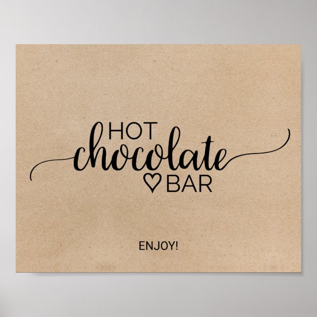 Poster Panneau simple de bar de chocolat chaud en faux kr (Devant)
