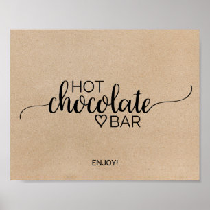 Poster Panneau Simple Faux Kraft Hot Chocolat Bar