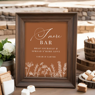 Poster Panneau S''mores Bar Burnt Orange Mariage Fleur sa