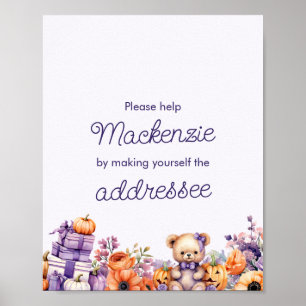 Poster Panneau Station Enveloppe Citrouille violet