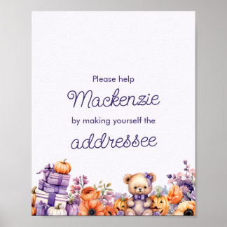 Poster Panneau Station Enveloppe Citrouille violet