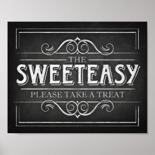 Poster Panneau Style Chalk Print SWEETEASS Treat Sign Pri