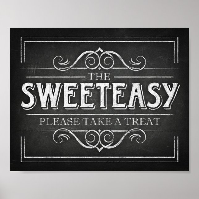 Poster Panneau Style Chalk Print SWEETEASS Treat Sign Pri (Devant)