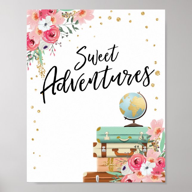 Poster Panneau Sweet Adventures Douche Voyage Panneau Tab (Devant)