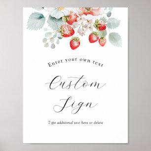 Poster Panneau texte personnalisé Berry Sweet Strawberry