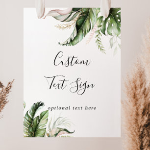 Poster Panneau texte personnalisé Gold Tropical Greenery