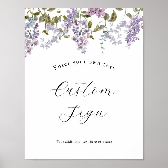 Poster Panneau texte personnalisé Lavande et Lilac Flower (Devant)