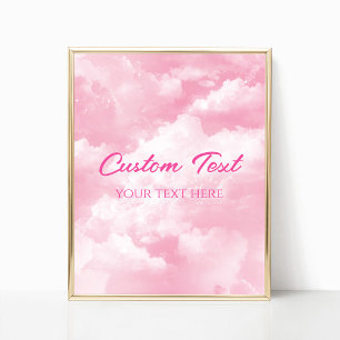 Poster Panneau Texte Personnalisé Pink Sparkly Clouds