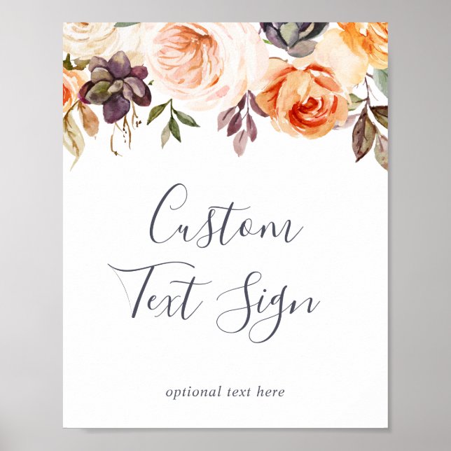 Poster Panneau texte personnalisé Rustic Earth Flores (Devant)