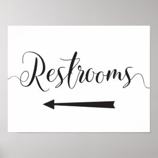 Poster Panneau Toilettes Mariage Flèche Gauche Directions