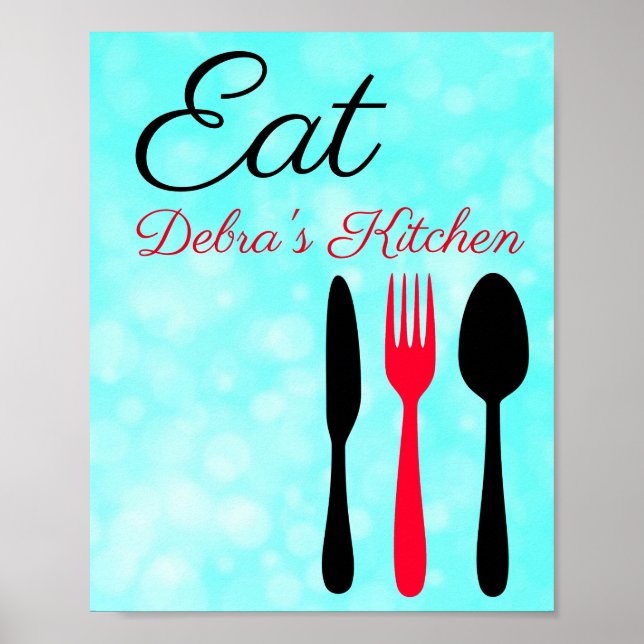 Poster Panneau Turquoise personnalisé Black Red Eat pour  (Devant)