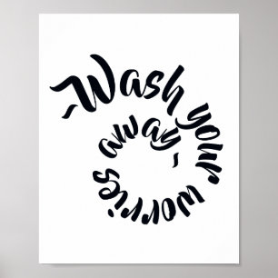 Poster Panneau typographique de salle de bain pour laver 