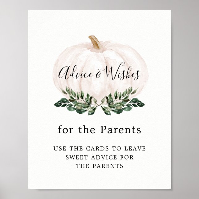 Poster Panneau vert blanc Citrouille Conseils et souhaits (Devant)