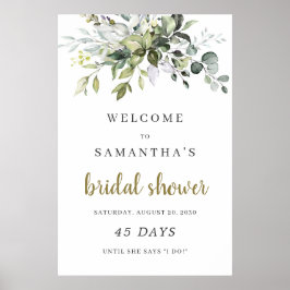 Poster Panneau vert feuillage boho nuptiale douche