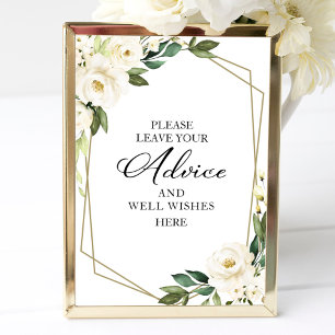 Poster Panneau Vert Fleurs Blanches Conseils Et Bien Souh