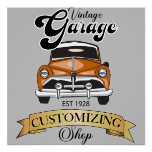 Poster Panneau vintage Garage et Boutique