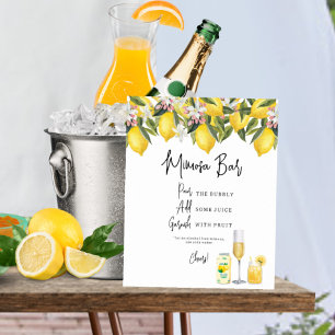 Poster Panneau Wedding shower Mimosa  citrons aquarelle