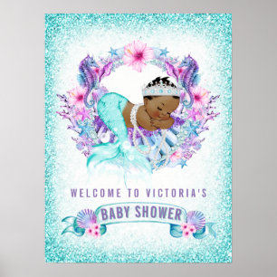 Poster Panneaux de bienvenue pour Baby Shower de sirène e