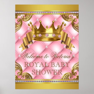 Poster Panneaux de Fête de Naissance Princesse en Or Rose