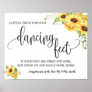 Poster Panneaux de pieds dansants mariage tournesol