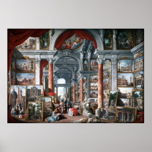 Poster Pannini - Galerie de vues de Rome moderne