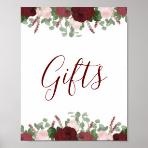 Poster Panonceau de cadeaux de douche de mariage floral r